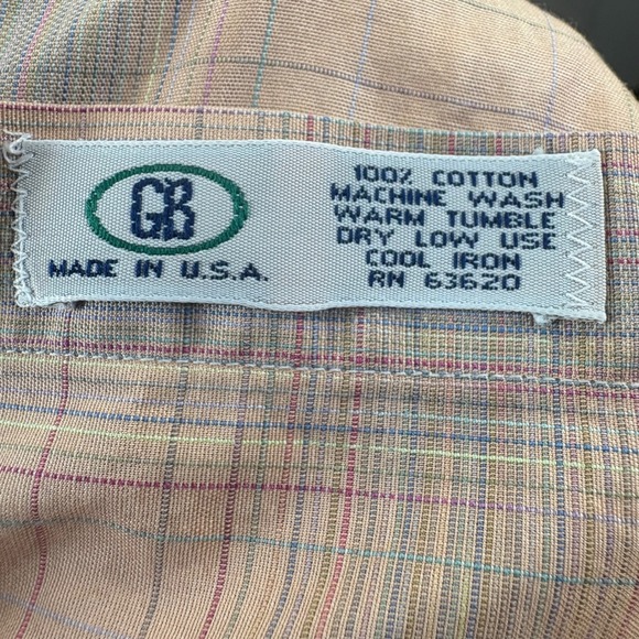 Gitman Bros Men's XL Short Sleeve Button Down Peach Plaid 100% Cotton Made/USA - Picture 7 of 7